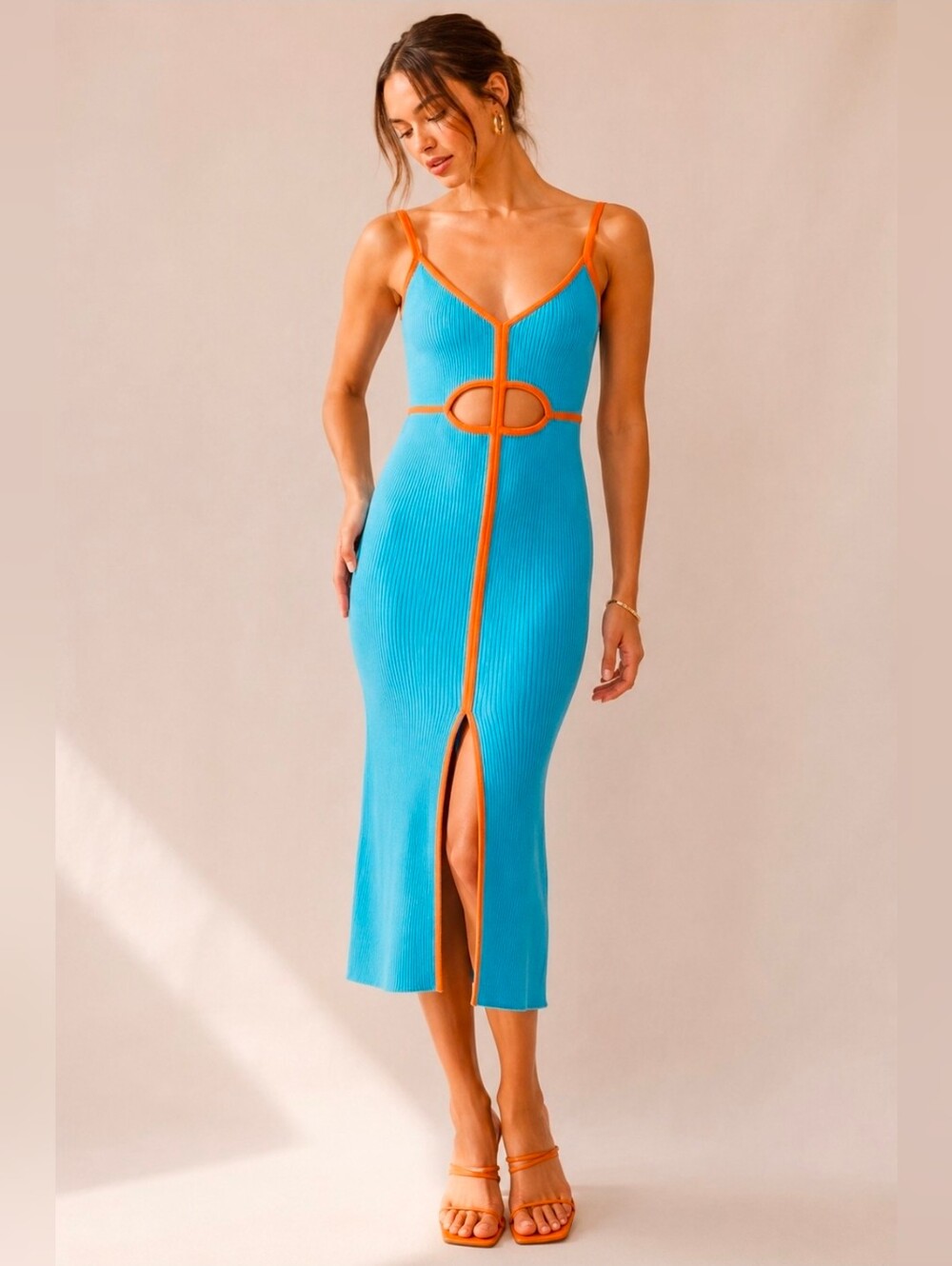 Anthro x Siempre Knit Contrast Midi Dress L NWT